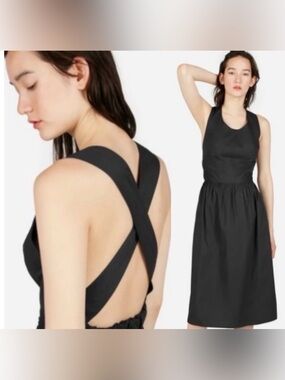 Everlane Clean Cotton Cross Back Midi Dress - Size 4